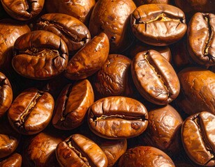 Roasted Coffee Beans - A Close-Up View of Aromatic Delights.
