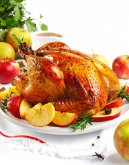 Roasted Turkey with Apples - A Festive Thanksgiving Feast.