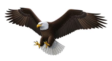 Bald eagle in flight transparent background cutout png