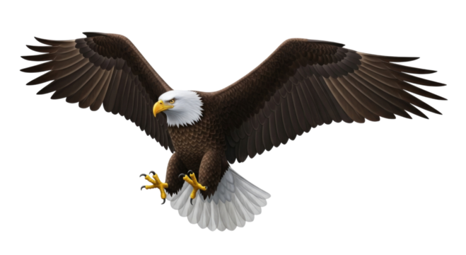Bald eagle in flight transparent background cutout png
