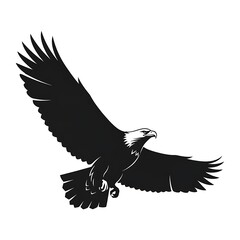 Eagle flying silhouette isolated on white background
