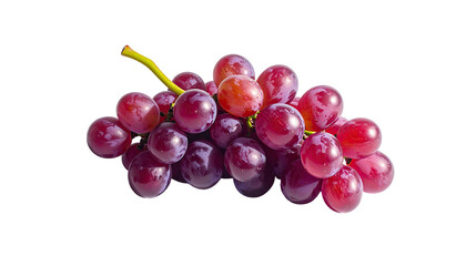 Bunch of red grapes with stem, against dark backdrop