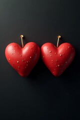 Two hearts valentines in glitter