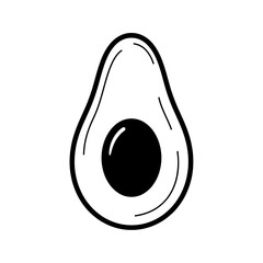 Avocado half with pit isolated on white background