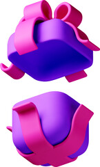 3D open gift box with ribbon Gift box 3d purple