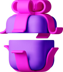 3D open gift box with ribbon - Gift box 3d purple.