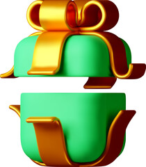 3D open gift box with ribbon - Gift box 3d green.
