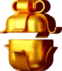 3D open gift box with ribbon - Gift box 3d gold.