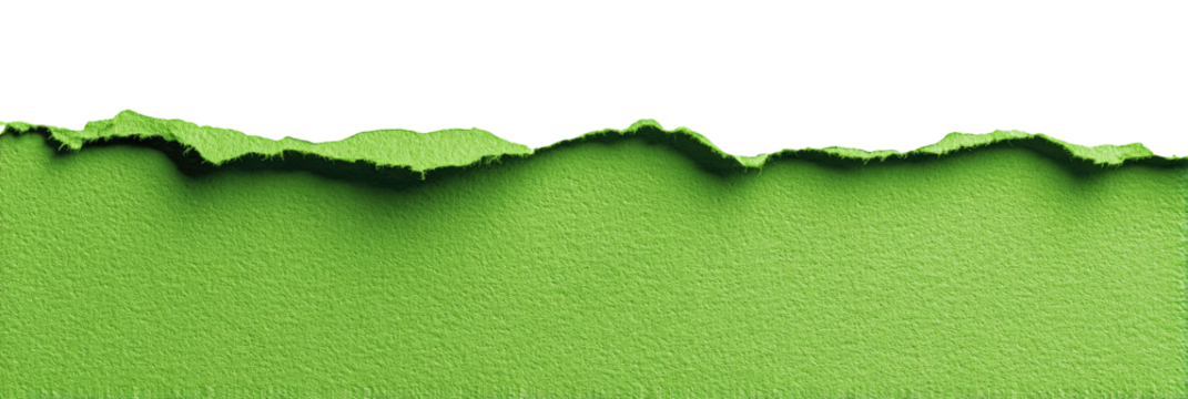 Torn green paper edge against dark, textured surface