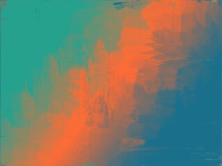 Abstract teal, orange, and blue background with a blurred, watercolor effect.