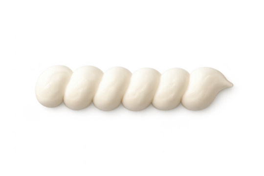 Whipped cream swirl cake icing topping with transparent background