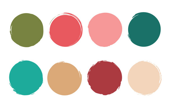 Set collection of winter colors grunge isolated round frames labels