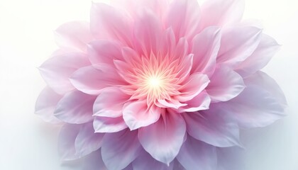 Abstract pink floral design in soft pastel tones. Gentle petals create a beautiful dreamy shape. Light radiates from the center. Digital art, artistic creation.