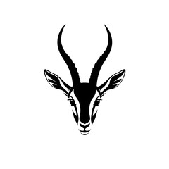 Black gazelle head silhouette isolated on white background