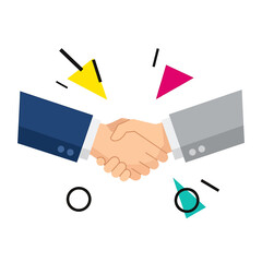 Business handshake symbolizing agreement and partnership in a modern design.
