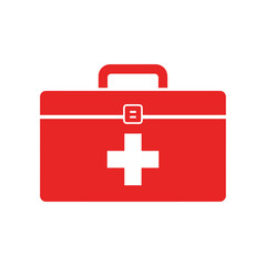 Fototapeta premium Red First Aid Kit with White Cross Symbol Illustration.