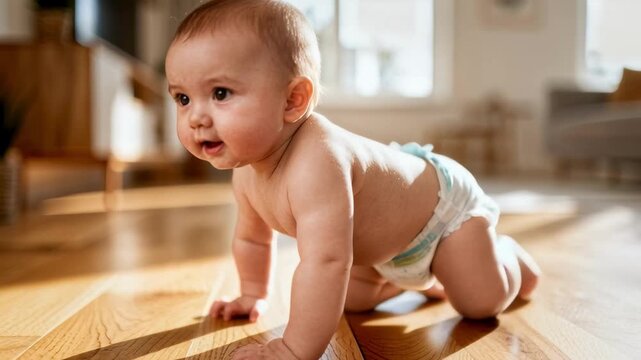Baby Crawling on Floor Learning Mobility Development Milestone