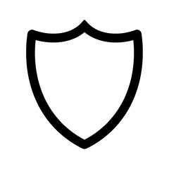 Outline icon of a shield shape isolated on white background
