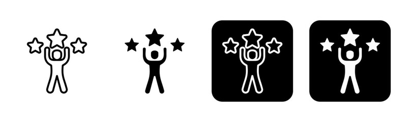 Employee Recognition Icon Line and Black Fill Style Collection
