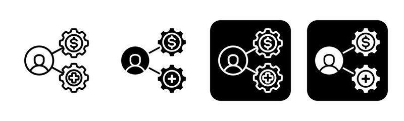 Employee Benefits Icon Line and Black Fill Style Collection