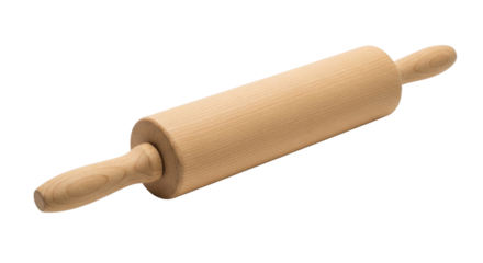 Wooden rolling pin transparent background cutout png