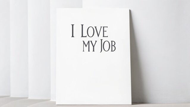 i love my jop Motivational wall art featuring the phrase "I love my job" on a minimalist background.