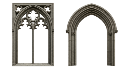 Gothic window and archway transparent background cutout png