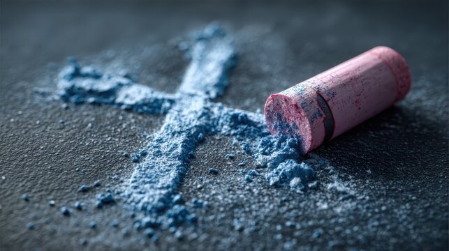 Colorful blue chalk creates a striking pattern on a dark surface during a creative art session in a bright, engaging classroom - Powered by Adobe