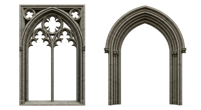 Gothic window and archway transparent background cutout png - Powered by Adobe