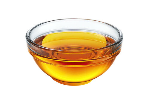 Amber liquid swirls inside clear glass bowl on black