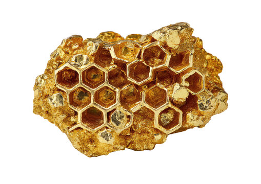 Golden honeycomb formation, raw, rough, and textured