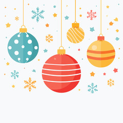 Festive Christmas Ornaments and Snowflakes A Joyful Holiday Vector Illustration
