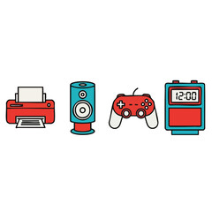 Fototapeta premium Collection of Modern Technology Devices on White Background.