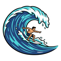 action of surfers playing with the waves in the sea. isolated on a white background.