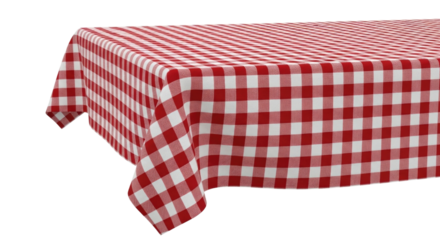 Red and white gingham tablecloth transparent background cutout png