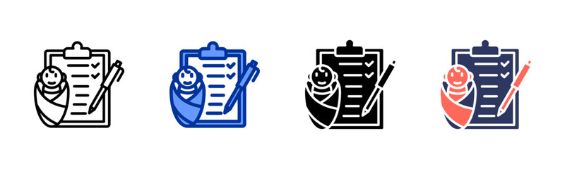 Baby Name List icon set multiple style collection