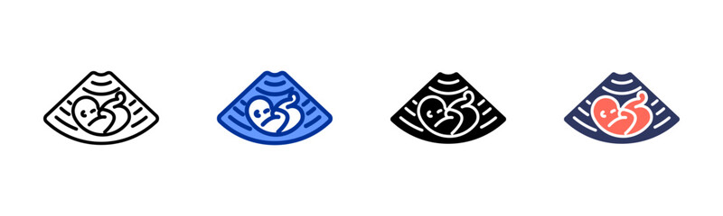 Ultrasound Baby icon set multiple style collection