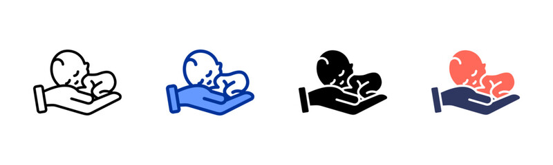 Newborn Care icon set multiple style collection