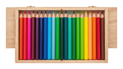 Colorful pencil set desk product creative isolated on transparent background