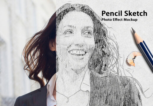 Pencil Sketch Photo Effect Mockup