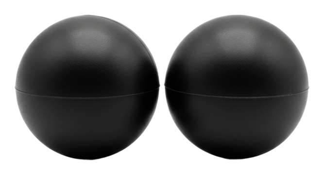 Rolling black spheres product minimalist isolated on transparent background