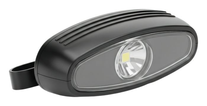 Illuminating action black led light workshop product showcase isolated on transparent background