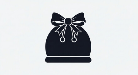 Charming dark blue gift sack with a big bow, ideal for presents, holidays, and special occasions isolated on