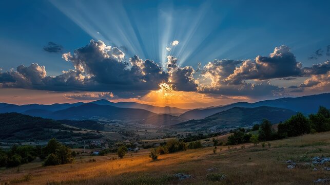 peace. A breathtaking sunset sky panorama with vibrant warm hues and glowing clouds. inspiring travel planning, travel magazines, designed for travel destination branding, inspires travel planning.