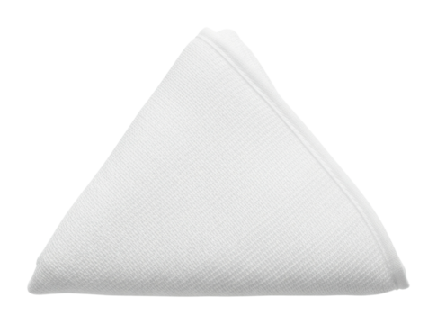 Elegant white napkin folded triangle restaurant table isolated on transparent background