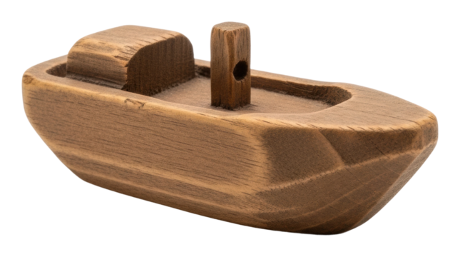 Decorative wooden boat models artisan craftsmanship in natural light isolated on transparent background