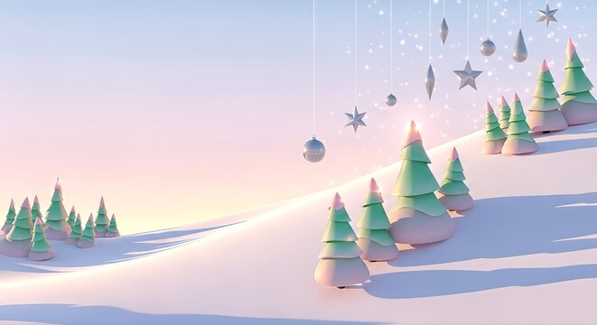 Whimsical Winter Wonderland - A 3D Rendered Christmas Scene. - Powered by Adobe