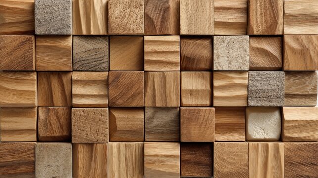 Light oak end-grain butcher block mosaic with tight checker pattern and clean column