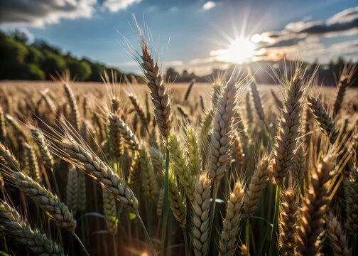 Golden Wheat Field Basks in Warm Summer Sunlight