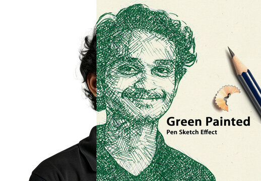 Green Painted Pen Sketch Photo Effect